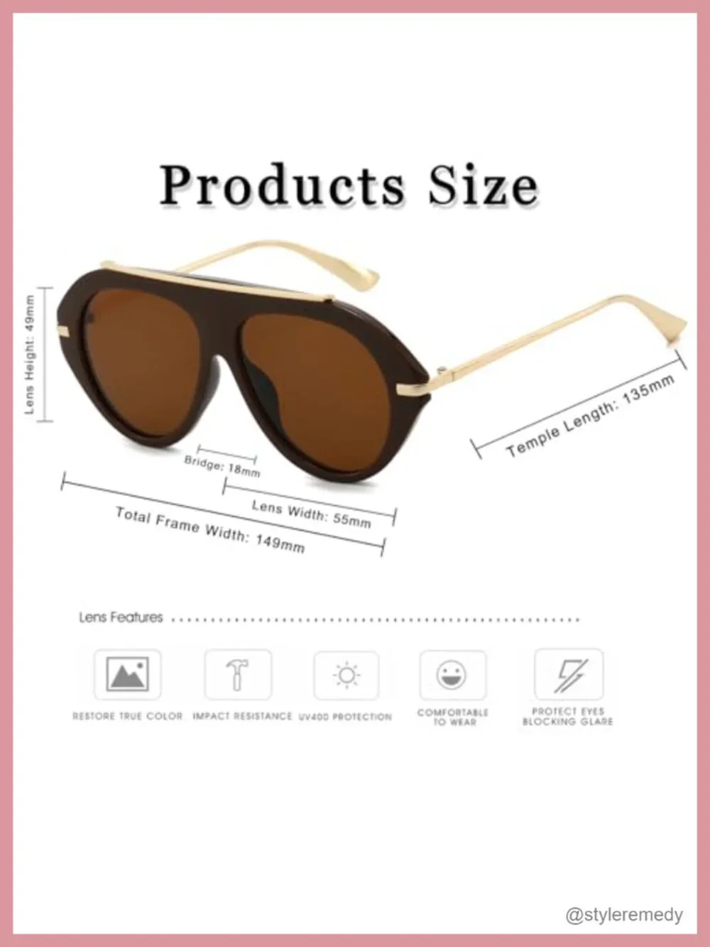 Oversized Pilot Sunglasses Retro 70s Flat Top UV400 Protection